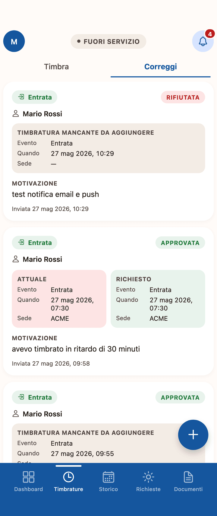 Correzioni da approvare