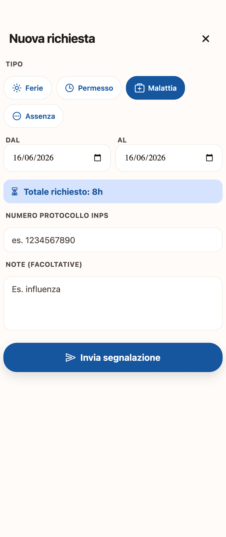 Segnalazione malattia