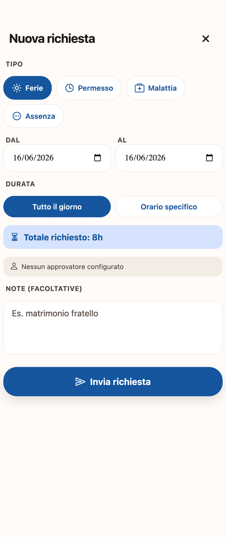 Richiesta ferie